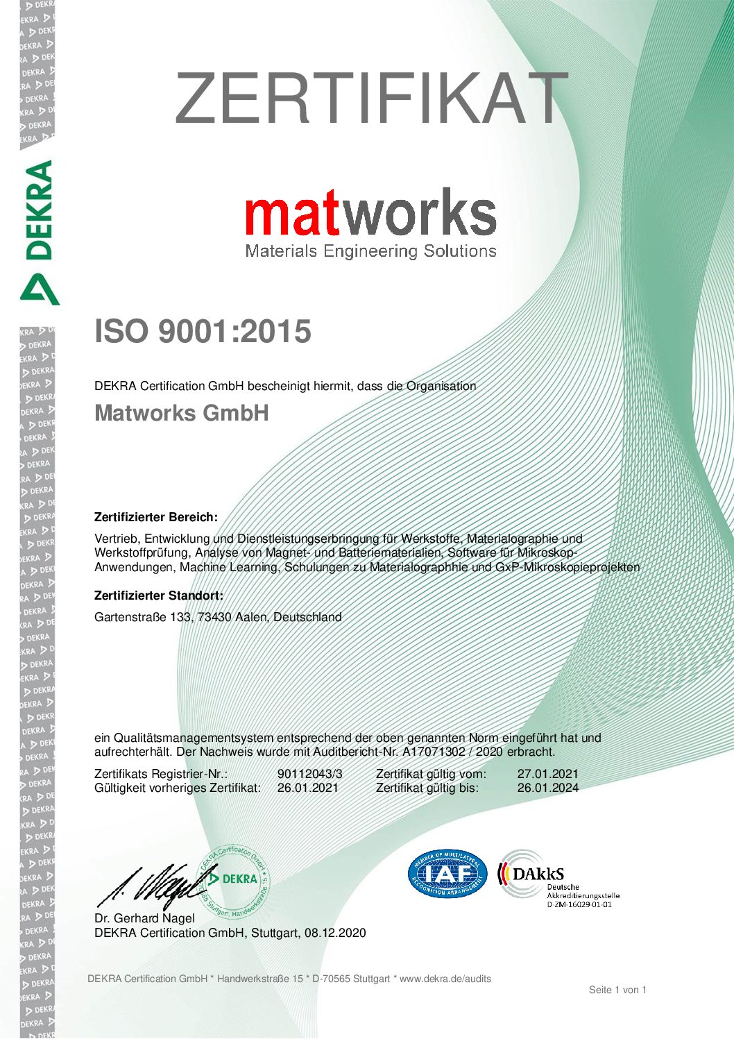 Erfolgreiche Re-Zertifizierung nach ISO 9001:2015 und Ausdehnung auf strategische Bereiche